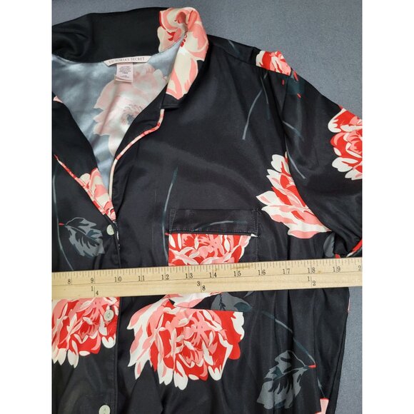 Victoria's Secret Women's SZ LG Satin Floral Romper Lounge Black - Picture 6 of 9